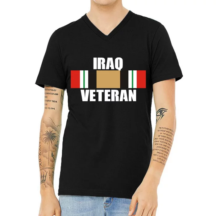 Iraq Veteran Stripe Badge V-Neck T-Shirt