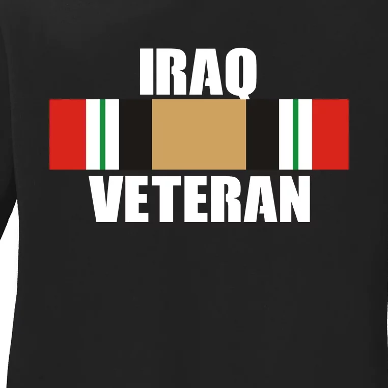 Iraq Veteran Stripe Badge Ladies Long Sleeve Shirt