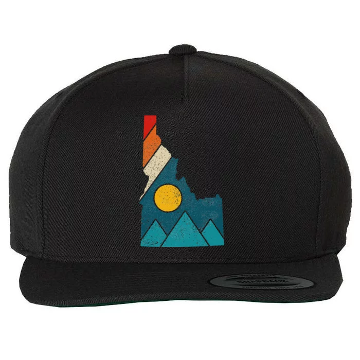 Idaho Vintage State Map Mountains Hiker Camping Pride Gift Wool Snapback Cap