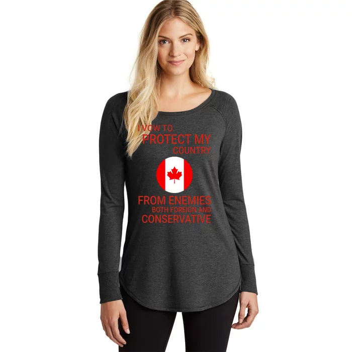 I Vow To Protect My Country From Enemies Both Foreign And Conservative Canada Women's Perfect Tri Tunic Long Sleeve Shirt