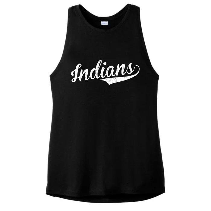 Indians Vintage Team Logo Ladies Tri-Blend Wicking Tank