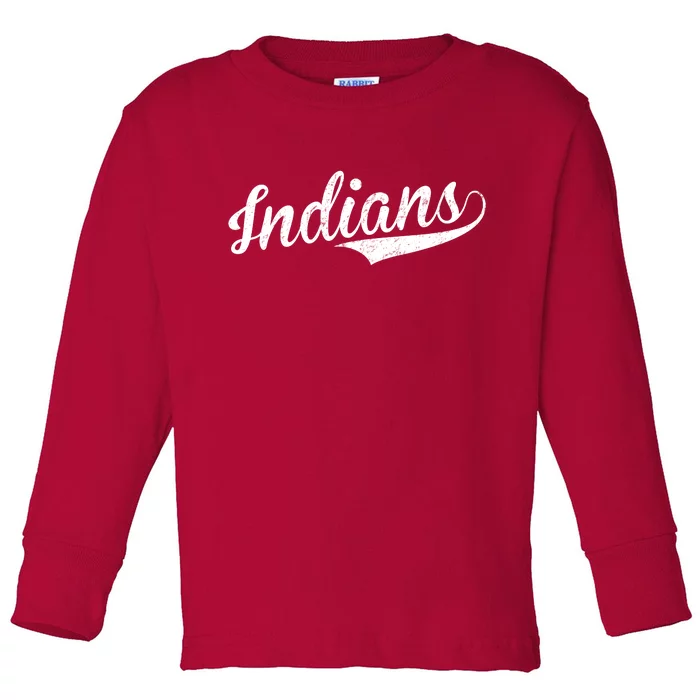 Indians Vintage Team Logo Toddler Long Sleeve Shirt