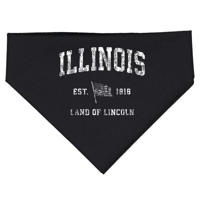 Illinois Vintage Us Flag Sports Design Patriotic USA-Made Doggie Bandana