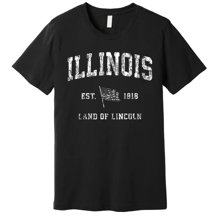 Illinois Vintage Us Flag Sports Design Patriotic Premium T-Shirt