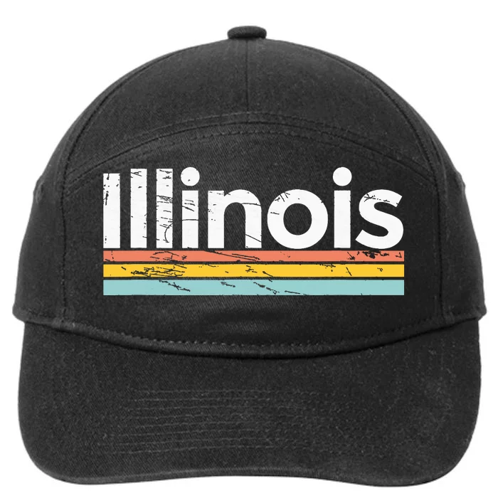 Illinois Vintage Worn Design Retro Stripes Classic 7-Panel Snapback Hat