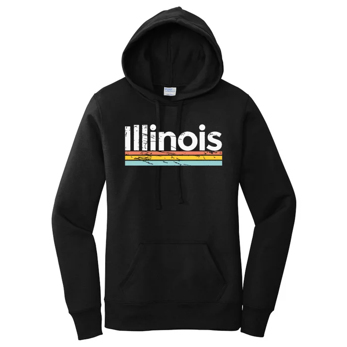 Illinois Vintage Worn Design Retro Stripes Classic Women's Pullover Hoodie