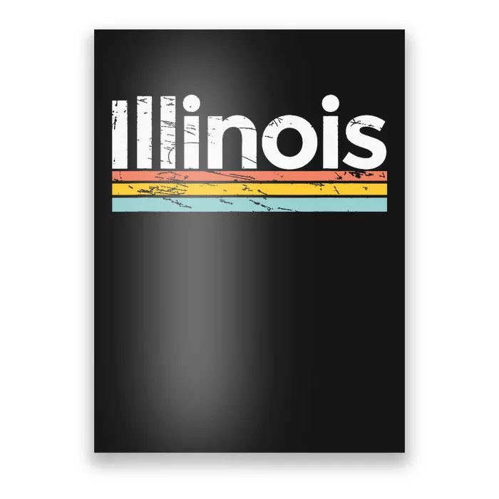 Illinois Vintage Worn Design Retro Stripes Classic Poster