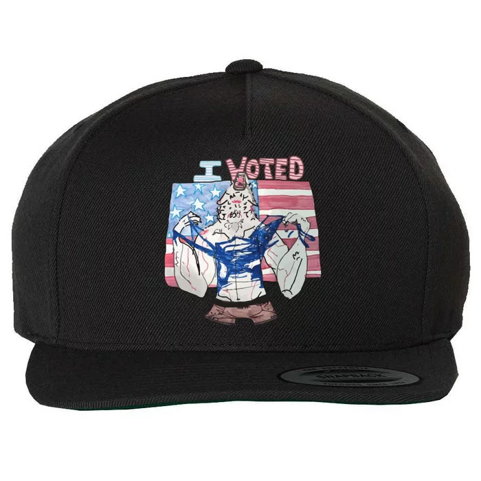 I Voted Werewolf Funny Wool Snapback Cap