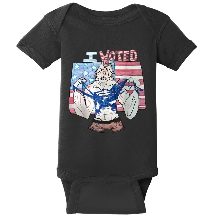 I Voted Werewolf Funny Baby Bodysuit