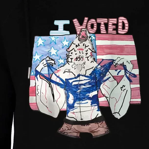 I Voted Werewolf Funny Womens Funnel Neck Pullover Hood