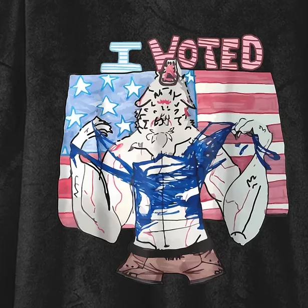 I Voted Werewolf Funny Hooded Wearable Blanket