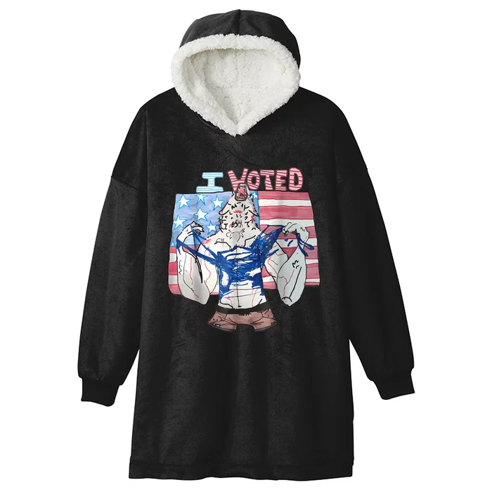 I Voted Werewolf Funny Hooded Wearable Blanket