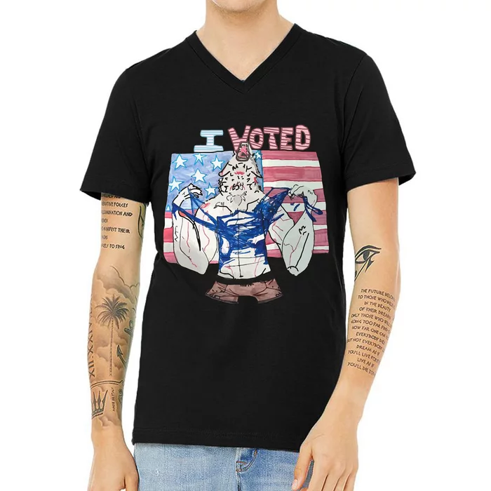 I Voted Werewolf Funny V-Neck T-Shirt