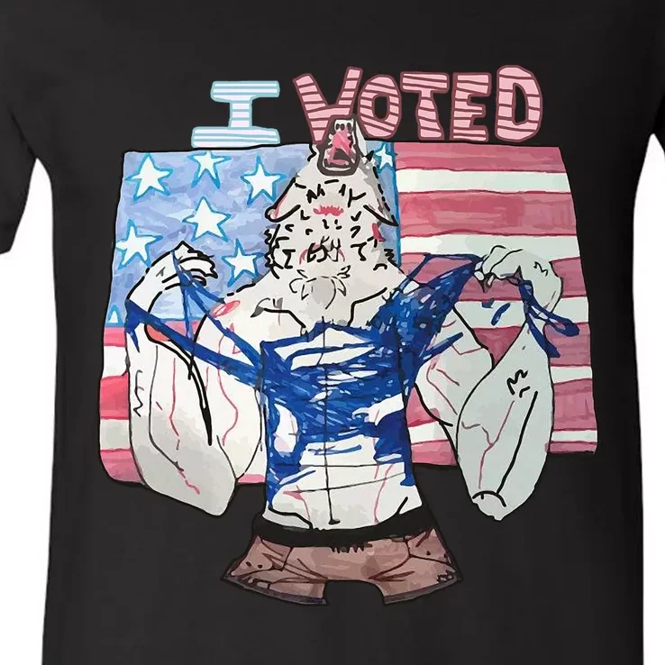 I Voted Werewolf Funny V-Neck T-Shirt