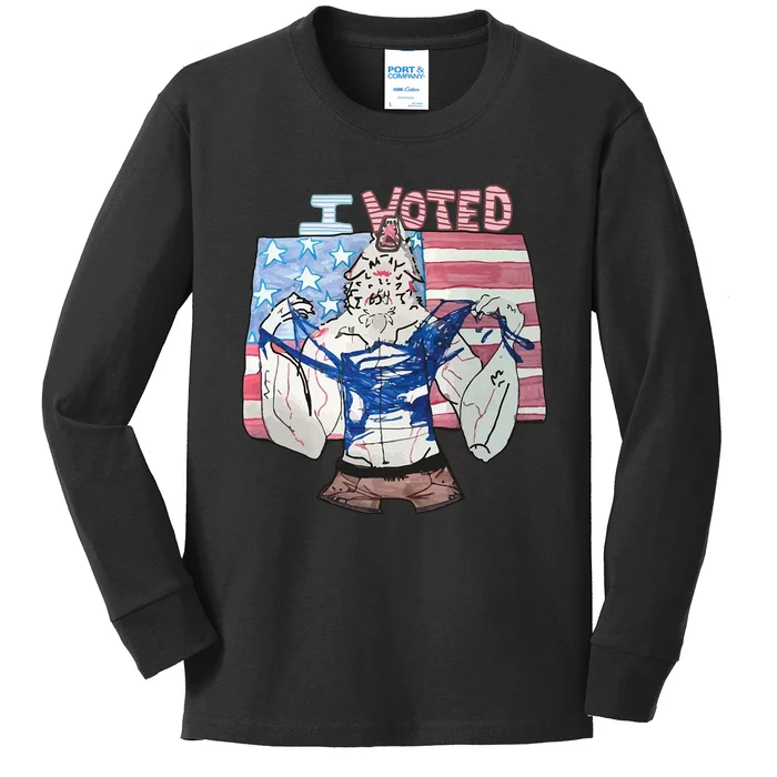 I Voted Werewolf Funny Kids Long Sleeve Shirt