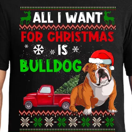 I Want A Bulldog For Christmas Ugly Sweater Dog Xmas Outfit Gift Pajama Set