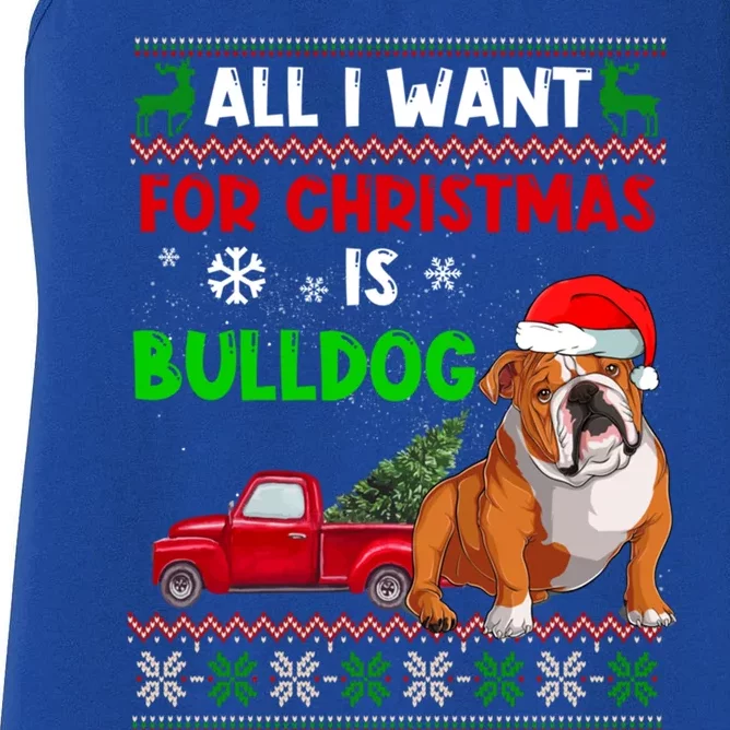 I Want A Bulldog For Christmas Ugly Sweater Dog Xmas Outfit Gift Women's Racerback Tank