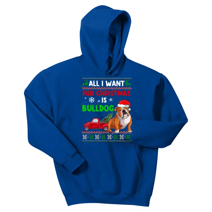 I Want A Bulldog For Christmas Ugly Sweater Dog Xmas Outfit Gift Kids Hoodie