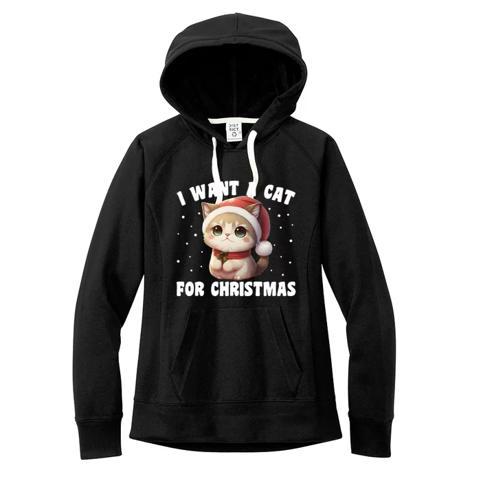 I Want A Cat For Christmas Cute Cats Gift Women's Fleece Hoodie