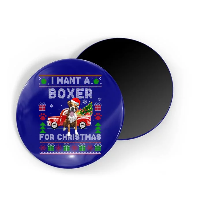 I Want A Boxer For Christmas Ugly Sweater Dog Xmas Outfit Gift Magnet