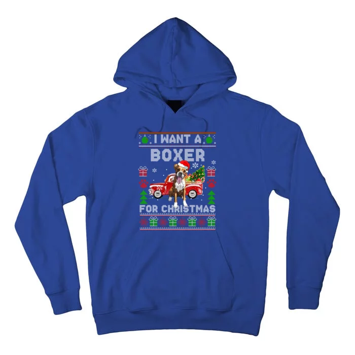 I Want A Boxer For Christmas Ugly Sweater Dog Xmas Outfit Gift Tall Hoodie