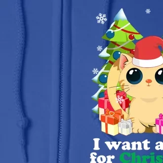 I Want A Cat For Christmas Funny Christmas Funny Gift Holiday Gift Full Zip Hoodie