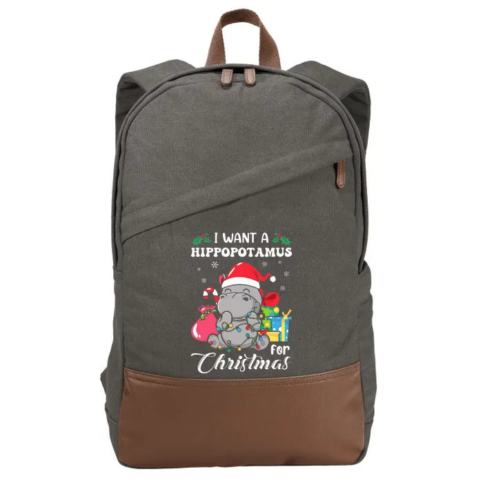 I Want A Hippopotamus For Christmas Hippo Christmas Pajamas Cotton Canvas Backpack