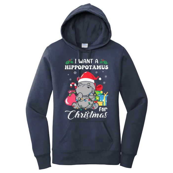 I Want A Hippopotamus For Christmas Hippo Christmas Pajamas Women's Pullover Hoodie