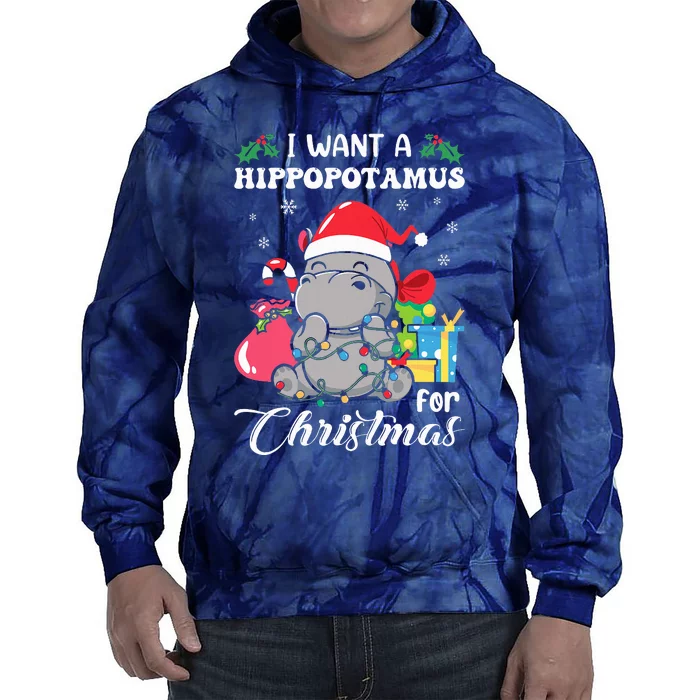 I Want A Hippopotamus For Christmas Hippo Christmas Pajamas Tie Dye Hoodie