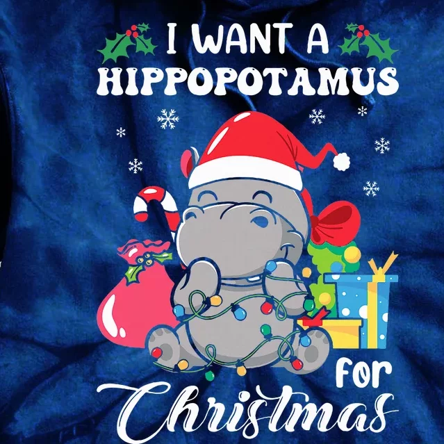 I Want A Hippopotamus For Christmas Hippo Christmas Pajamas Tie Dye Hoodie