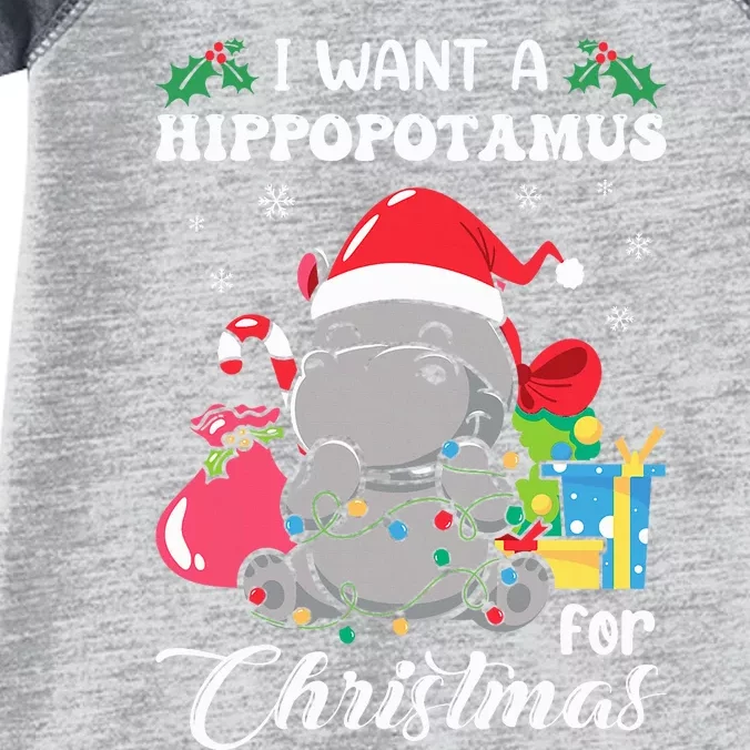 I Want A Hippopotamus For Christmas Hippo Christmas Pajamas Infant Baby Jersey Bodysuit