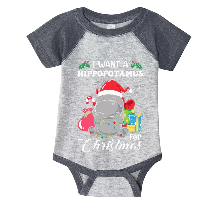 I Want A Hippopotamus For Christmas Hippo Christmas Pajamas Infant Baby Jersey Bodysuit