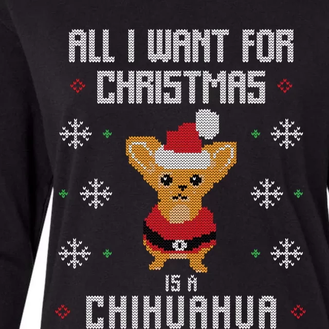 I Want A Chihuahua For Christmas Cute Chihuahua Xmas Funny Gift Womens Cotton Relaxed Long Sleeve T-Shirt