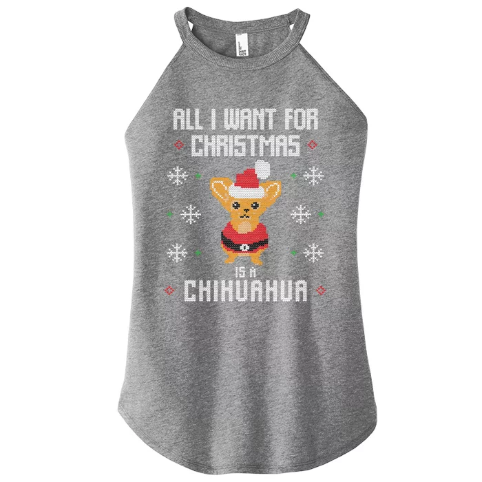 I Want A Chihuahua For Christmas Cute Chihuahua Xmas Funny Gift Women’s Perfect Tri Rocker Tank