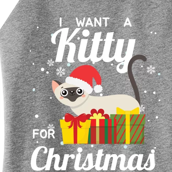 I Want A Kitty Cat For Christmas Funny Cute Magical Holiday Gift Women’s Perfect Tri Rocker Tank