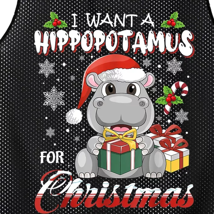 I Want A Hippopotamus For Christmas Xmas Lights Santa Hippo TShirt Mesh Reversible Basketball Jersey Tank