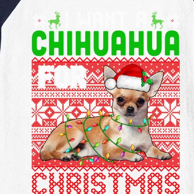 I Want A Chihuahua For Christmas Santa Dog Lover Owner Funny Gift Baseball Sleeve Shirt