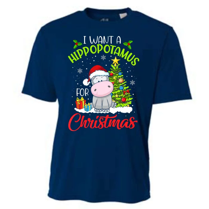 I Want A Hippopotamus For Christmas, Xmas Hippo Cooling Performance Crew T-Shirt