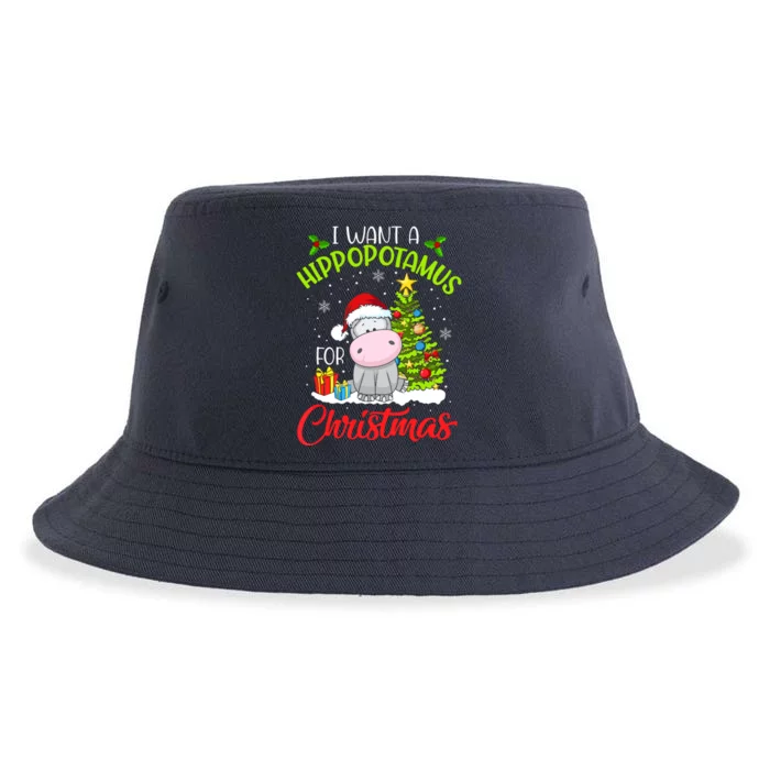 I Want A Hippopotamus For Christmas, Xmas Hippo Sustainable Bucket Hat