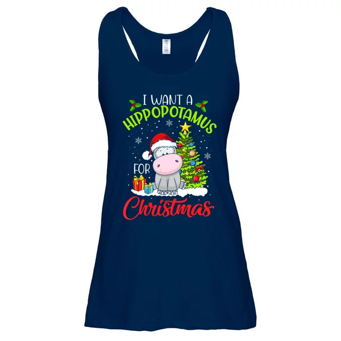 I Want A Hippopotamus For Christmas, Xmas Hippo Ladies Essential Flowy Tank