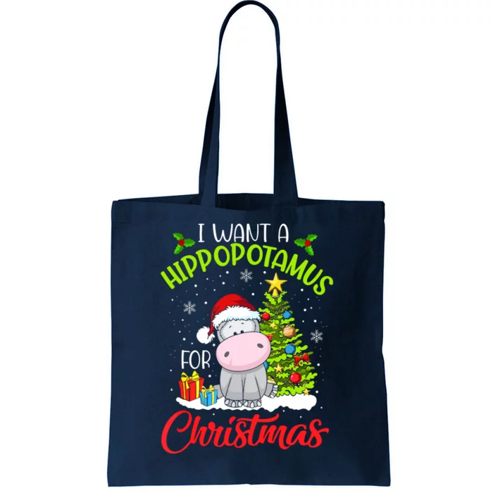 I Want A Hippopotamus For Christmas, Xmas Hippo Tote Bag