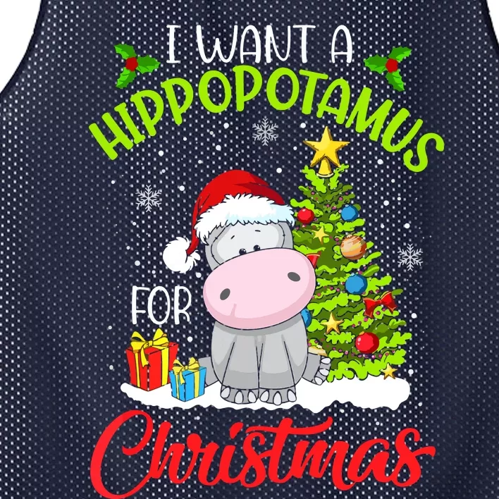 I Want A Hippopotamus For Christmas, Xmas Hippo Mesh Reversible Basketball Jersey Tank