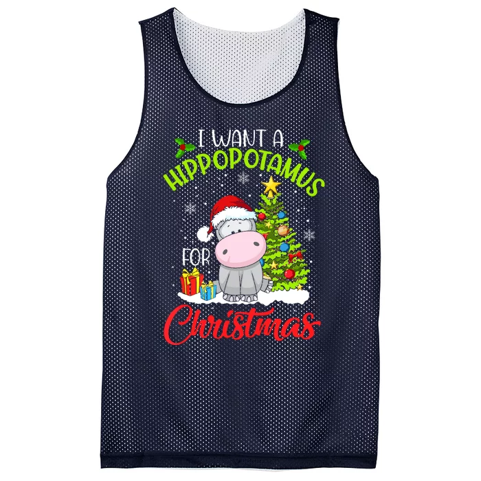 I Want A Hippopotamus For Christmas, Xmas Hippo Mesh Reversible Basketball Jersey Tank