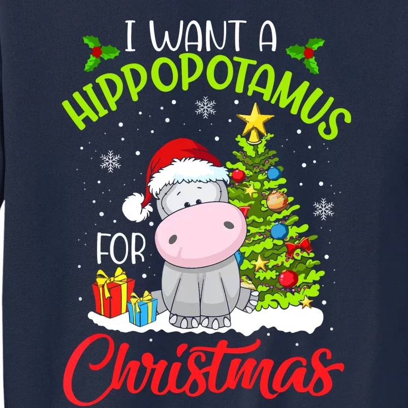 I Want A Hippopotamus For Christmas, Xmas Hippo Tall Sweatshirt