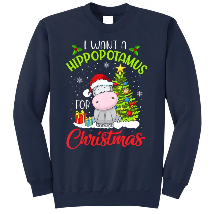 I Want A Hippopotamus For Christmas, Xmas Hippo Tall Sweatshirt