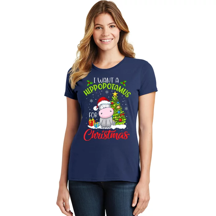 I Want A Hippopotamus For Christmas, Xmas Hippo Women's T-Shirt