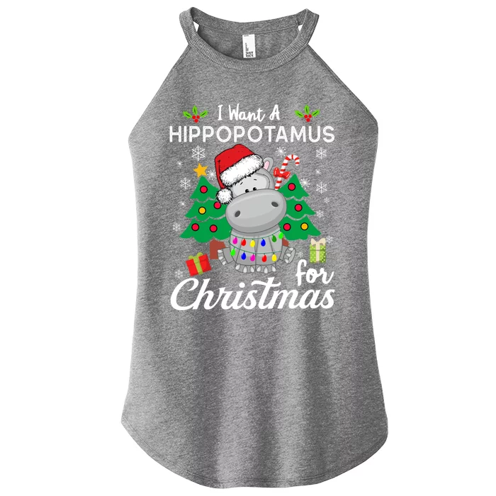 I Want A Hippopotamus For Christmas Xmas Hippo For Gift Women’s Perfect Tri Rocker Tank