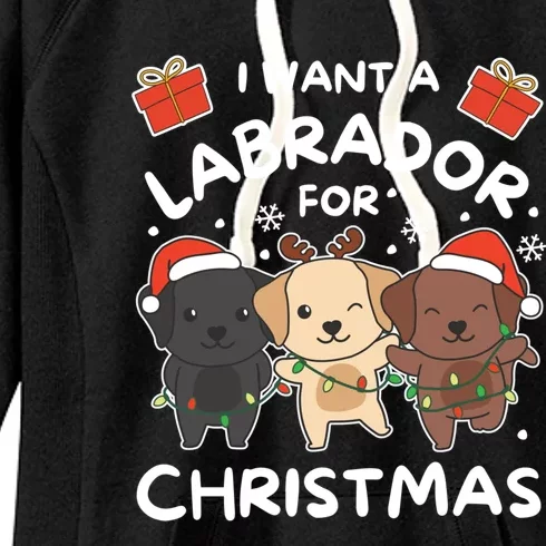 I Want A Labrador For Christmas Cute Dogs Great Gift Women's Fleece Hoodie