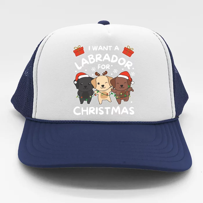 I Want A Labrador For Christmas Cute Dogs Great Gift Trucker Hat