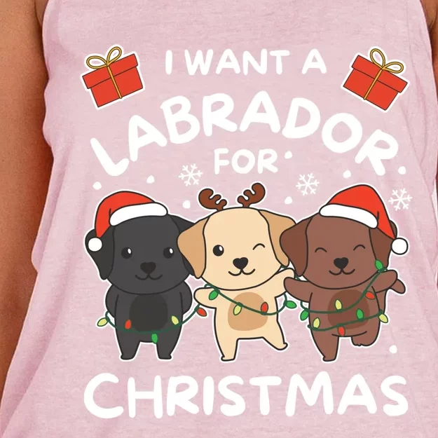 I Want A Labrador For Christmas Cute Dogs Great Gift Women's Knotted Racerback Tank